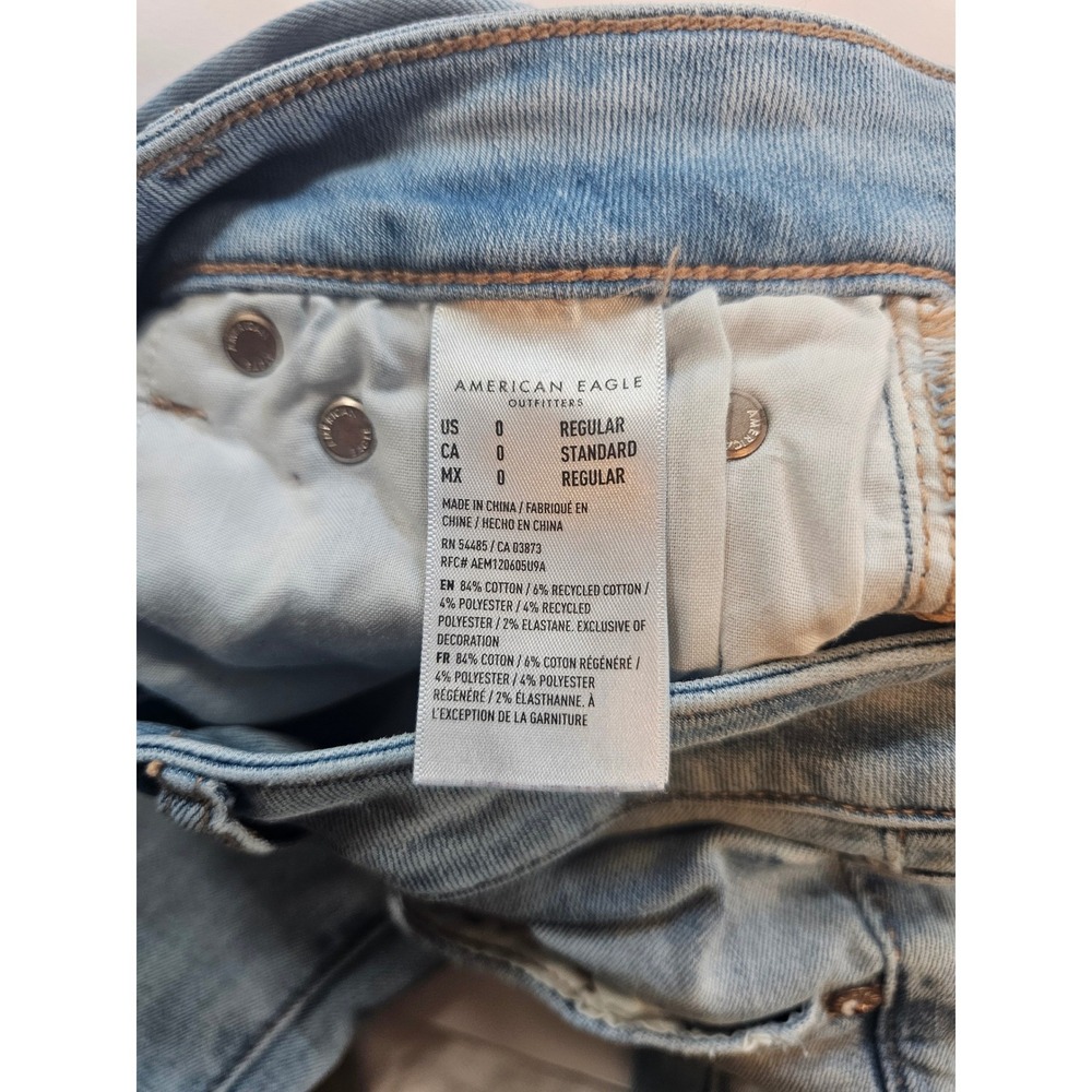 American Eagle Flare Jeans Womens 0 Blue Distressed Next Level Stretch Denim - Picture 2 of 7